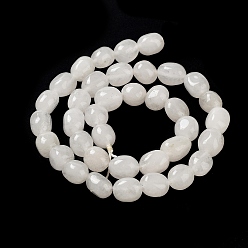 Floral White Natural Jade Beads Strands, Dyed, Nuggets, Tumbled Stone, Floral White, 9.5~11.5x8~8.5x7~8mm, Hole: 1mm, about 34~38pcs/strand, 14.76~15.16''(37.5~38.5cm)