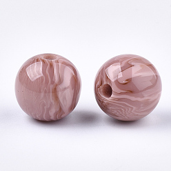 Pink Resin Beads, Imitation Gemstone, Round, Pink, 16~16.5mm, Hole: 3.5mm