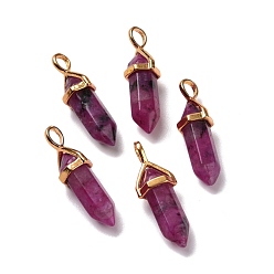 Джаспер Кунжут Натуральная кунжутная яшма остроконечные, граненые, с фурнитурой латунной золотого тона, без свинца и без кадмия, окрашенные, пуля, 27~30x9~10x7~8 мм, отверстие : 4x3 мм