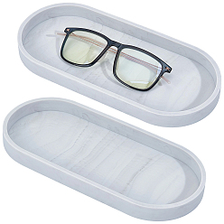 Blanc Plateau de rangement en silicone, ovale, blanc, 245x110x20mm