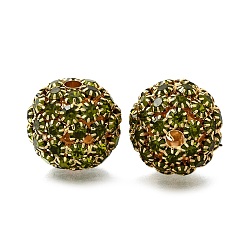 Золотой Латунные бусины со стразами , без свинца и без кадмия, стойки покрытие, круглые, золотые, 24x25.5 мм, отверстие : 4.5 мм