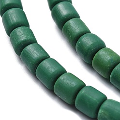 Dark Green Handmade Polymer Clay Bead Strands, Column, Dark Green, 6.5x6mm, Hole: 1.2mm, about 61pcs/strand, 15.75 inch(40cm)