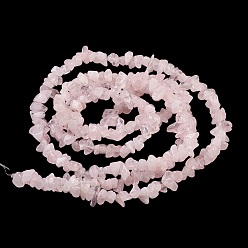 Pink Gemstone Beads Strands, Natural Rose Quartz, Pink, Chips, about 3~5mm wide, 3~5mm long, hole: 1mm, 34 inch long