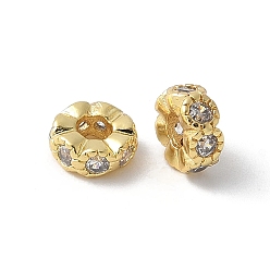 Настоящее золото 18K Латунные микро проложить кубического циркония бусы, без свинца и без кадмия, долговечный, стойки покрытие, волнистый край, реальный 18 k позолоченный, 3x6 мм, отверстие : 2 мм