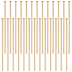 Настоящее золото 18K 300шт. шт. латунные штифты с плоской головкой, долговечный, реальный 18 k позолоченный, 25x0.5 мм, 24 датчик, Руководитель: 1 mm