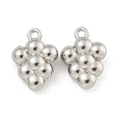 Нержавеющая Сталь Цвет Не тускнеющие 304 подвески из нержавеющей стали, виноградное очарование, цвет нержавеющей стали, 14.5x10.5x5 мм, отверстие : 1.5 мм