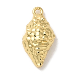 Настоящее золото 18K Стойки обшивки латунные подвески, без кадмия и без свинца, долговечный, раковина, реальный 18 k позолоченный, 17x9x5.5 мм, отверстие : 1.2 мм