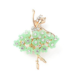 Аквамарин Броши из сплава и смолы в виде балерины для рюкзака, со стразами, аквамарин, 50x35 мм