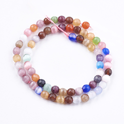 Mixed Color Cat Eye Beads Strands, Faceted, Round, Mixed Color, 5.5mm, Hole: 1mm, about 66pcs/strand, 13.9 inch(35.5cm)
