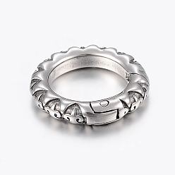 Antique Silver 316 Surgical Stainless Steel Spring Gate Rings, O Rings, Ring, Antique Silver, 18x3.5mm, Inner Diameter: 12mm