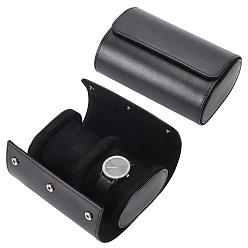 Черный Парные коробки для часов из искусственной кожи, подарочный футляр для хранения наручных часов овальный, чёрные, 10.1x15.4x7.4 см