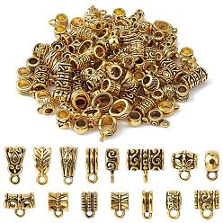 Античное Золото Поручни из сплава в тибетском стиле, петля под залог, залог бисера, без свинца, разнообразные, античное золото , 120 шт / комплект