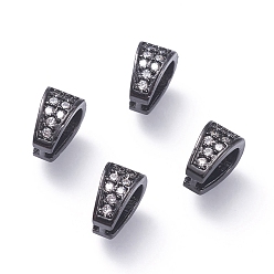 Gunmetal Brass Micro Pave Cubic Zirconia Snap on Bails, Gunmetal, 8.5x5x7mm, Hole: 4x6mm, Pin: 1.1mm