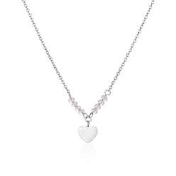 Серебро Простые ожерелья с подвеской в виде сердца из нержавеющей стали для ежедневного ношения женщинами, серебряные, 16.54 дюйм (42 см)