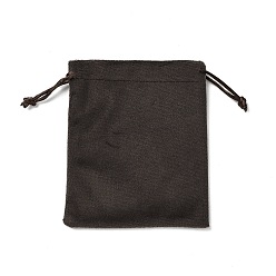 Кокосово-Коричневый Бархатные мешочки для хранения украшений на шнурке, прямоугольные, кокосового коричневый, 12x10.5x0.4 см