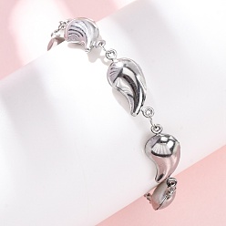 Нержавеющая Сталь Цвет 304 Браслеты из нержавеющей стали в форме капли для женщин, цвет нержавеющей стали, 7-1/8 дюйм (18 см)