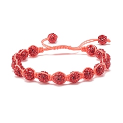 Hyacinth Sparkling Ball Rhinestone Braided Bead Bracelet for Women, Hyacinth, Inner Diameter: 2~3 1/8 inch(5.2~8cm)