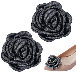 Серый 2 шт. полиэстеровые пряжки для обуви, с железными зажимами, цветок, серые, 56x58x30 мм