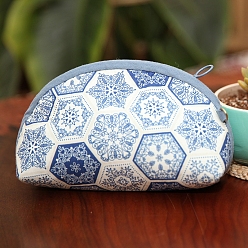 Васильковый Набор для вышивки косметички в форме луны с цветочным узором своими руками, включая иглы для вышивания и нитки, хлопчатобумажная льняная ткань, васильковый, 17x12x8 см