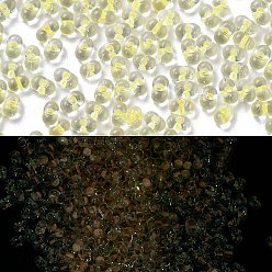 Желтый Светящиеся стеклянные бусины, светится в темноте, арахис, желтые, 2.5x4x2 мм, отверстие : 0.8 мм, Около 11250 шт / фунт