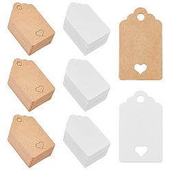 Mixed Color Paper Price Tags, Hang Tags, for Jewelry Display, Arts and Crafts, Wedding Christmas, Rectangle with Heart, Mixed Color, 50x30x0.3mm, Hole: 5mm,  2 colors, 300pcs/color, 600pcs/set