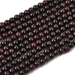 Dark Red Natural Garnet Bead Strands, Grade B, Round, Dark Red, 4mm, about 100pcs/strand, 15.5 inch