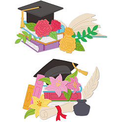 Hat Выпускной тема трафареты для резки углеродистой стали, Шаблон для изготовления бумажных карточек с декоративным тиснением для скрапбукинга своими руками, художественный промысел, шляпа, 81~158x64~108x0.8 мм, 2 шт / комплект