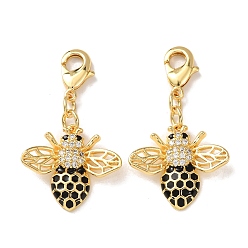 Черный Подвеска из латуни с микропаве из кубического циркония и эмали в виде пчел., с застежкой омар, стойки покрытие, долговечный, без кадмия и без свинца, золотые, чёрные, 35.5 мм