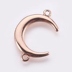 Розовое Золото Соединители латунные звенья, без свинца и без кадмия, луна, розовое золото , 19x13x1 мм, отверстие : 1.2 мм