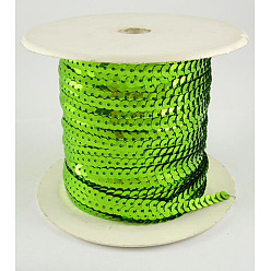 Olive Plastic Paillette/Sequins Chain Rolls, AB Color, Olive, 6mm