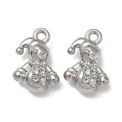Снеговик Рождественские подвески из сплава с кристаллами и стразами, без свинца и без кадмия, платина, снеговик, 13x9x5 мм, отверстие : 1.3 мм