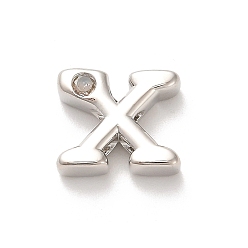Letter X Стойки обшивки латунь кубического циркония бусы, для изготовления именных ожерелий, долговечный, без свинца и без кадмия, алфавит, Письмо X, 12x15x4.8 мм, отверстие : 2.7 мм