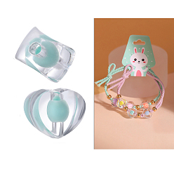 Бледно-бирюзовый 100 шт прозрачные акриловые бусины, бусина в бусине, сердце, бледные бирюзовая, 13x12 мм