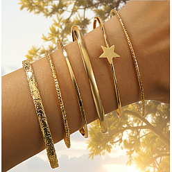 Золотой 6шт. браслеты из сплава для женщин, золотые, внутренний диаметр: 2-3/4 дюйм (6.9 см)