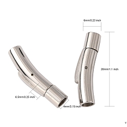 Stainless Steel Color 304 Stainless Steel Bayonet Clasps, Tube, Stainless Steel Color, 28x6x6.5mm, Hole: 4mm