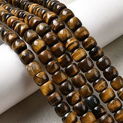 Тигровый глаз Природных тигровый глаз бисер нитей, баррель, класса AB, 8x7 мм, отверстие : 1 мм, около 50~55 шт / нитка, 15.16'' (38.5 см)