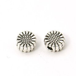 Antique Silver Tibetan Style Alloy Beads, Cadmium Free & Nickel Free & Lead Free, Flower, Antique Silver, 5.5x5.5x3mm, Hole: 1mm