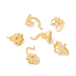 Matte Gold Color Rack Plating Brass S Hook Clasps, Long-Lasting Plated, Lead Free & Cadmium Free, Flower, Matte Gold Color, 6x6.5mm, Hole: 1.6mm