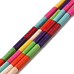 (52) Непрозрачная лаванда Синтетических нитей бирюзовые бусы, окрашенные, колонка, разноцветные, 13x4 мм, отверстие : 1 мм, около 32 шт / нитка, 16 дюйм