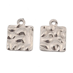 Нержавеющая Сталь Цвет 304 подвески из нержавеющей стали, квадратный, цвет нержавеющей стали, 15.5x12x1.5 мм, отверстие : 1.6 мм