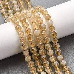 Цитрин Нагретые нити из натуральных цитриновых бусин, круглые, 6~7 мм, отверстие : 0.6 мм, около 61 шт / нитка, 15.35'' (39 см)