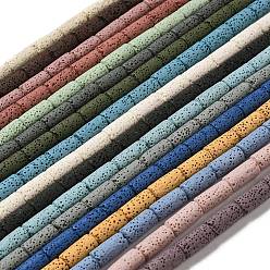 (52) Непрозрачная лаванда Бусы из натуральной лавы, колонка, окрашенные, разноцветные, 14x7 мм, отверстие : 1.5 мм, около 28 шт / нитка, 15.55'' (39.5~40 см)