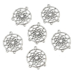 Antik Silber Farbe Tibetischen Stil Legierung Kronleuchter Komponenten Links, cadmiumfrei und bleifrei, Flachrund, Antik Silber Farbe, 34x28x2 mm, Bohrung: 2 mm, ca. 380 Stk. / 1000 g