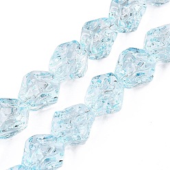 Небесно-голубой Стеклянные бусины с гальваническим покрытием , самородки, голубой, 13.5~14x13~13.5x10 мм, отверстие : 1 мм, около 45 шт / нитка, 24.21 дюйм (61.5 см)