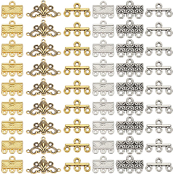 (52) Непрозрачная лаванда 84шт 6 стили сплав люстра компоненты ссылки, 4-коннектор петли, прямоугольные, разноцветные, 8.5~20x12.5~31x1~3 мм, отверстие : 1.2~1.6 мм, 14 шт / стиль