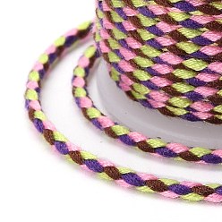 Разноцветный 4-слойный поликоттоновый шнур, металлический шнур, веревка ручной работы макраме, для гобелена вешалка для растений, вязание ниток своими руками, красочный, 1.5 мм, около 4.3 ярдов (4 м) / рулон