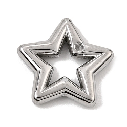 Color de Acero Inoxidable 304 Configuración de diamantes de imitación colgante del acero inoxidable, encantos estrella, color acero inoxidable, aptos para 1.2 mm de diamante de imitación, 15x16x3 mm, agujero: 6x6.5 mm