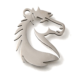Нержавеющая Сталь Цвет 201 подвески из нержавеющей стали, лошади прелести, цвет нержавеющей стали, 17.5x15.5x1 мм, отверстие : 1.5 мм