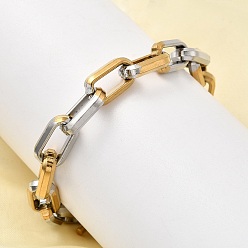 Золотой & Цвет Нержавеющей Стали 304 женские браслеты-цепочки из нержавеющей стали, золотые и нержавеющая сталь цвет, 8-1/4 дюйм (21.1 см), ссылка: 16x9x3.7 mm