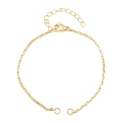Plaqué 18K Or Véritable Fabrication de bracelet en chaîne à laiton, avec fermoir pince de homard, sans cadmium et sans plomb, crémaillère plaquage, réel 18 k plaqué or, 6.61 pouce (16.8 cm), Trou: 3mm